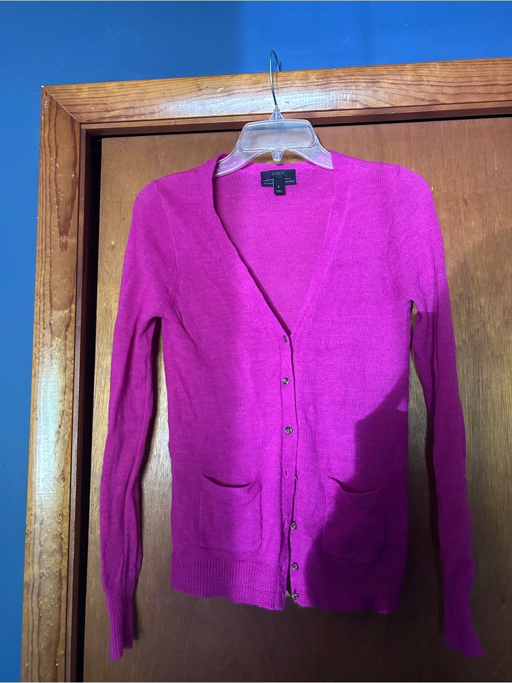 J Crew Pink V-Neck Button Cardigan